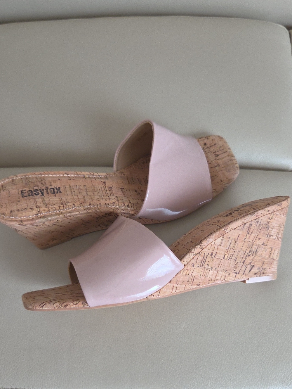 Women’s Pink Cork Wedge Slide Sandals Size 10